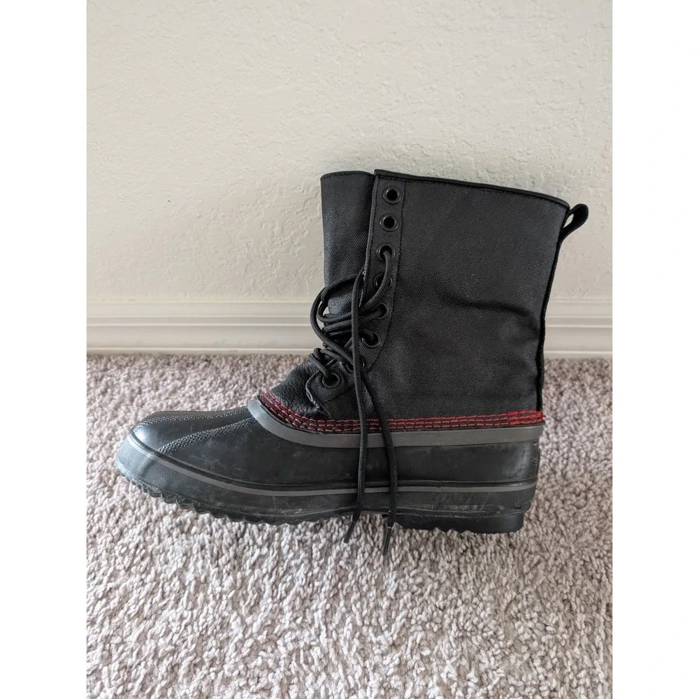 Sorel Black 1964 Premium T CVS Snow Boots EU44 Men's 9 Waxed Canvas Rubber Lined
